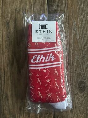 Ethik Madison Red Crew Socks with White Accents